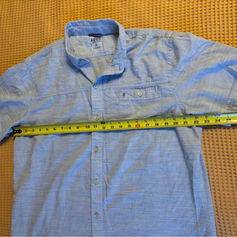 IZOD Dockside Short Sleeve Chambray 100% Cotton Men’s XL Button Down Shirt | EUC - Picture 10 of 16